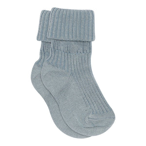 MP Cotton rib baby socks - Dusty Blue for barn - Brobrobrille