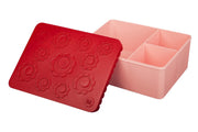 Matboks i plast, treroms, Blomst, (Rød/Rosa)