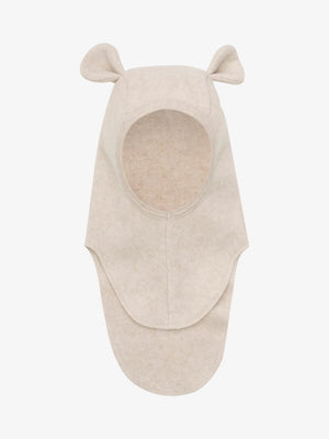 HUTTEliHUT Balaklava Bomullsfleece med Bjørneører – Camel Melange for barn - Brobrobrille