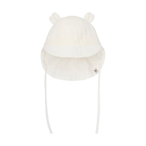 HUTTEliHUT Solhatt med ører Musselin – Antique White for barn - Brobrobrille
