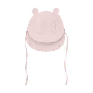 HUTTEliHUT Solhatt med ører Musselin – Cloud Gray for barn - Brobrobrille