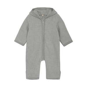 HUTTEliHUT Bomullsfleecedress med ører - Light Grey Melange for barn - Brobrobrille