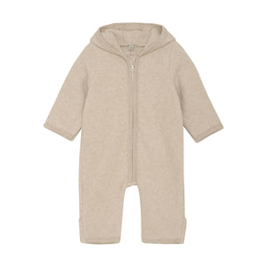 HUTTEliHUT Bomullsfleecedress med ører - Camel Melange for barn - Brobrobrille