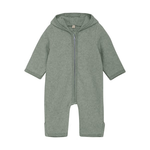 HUTTEliHUT Bomullsfleecedress med ører - Lily Pad Melange for barn - Brobrobrille