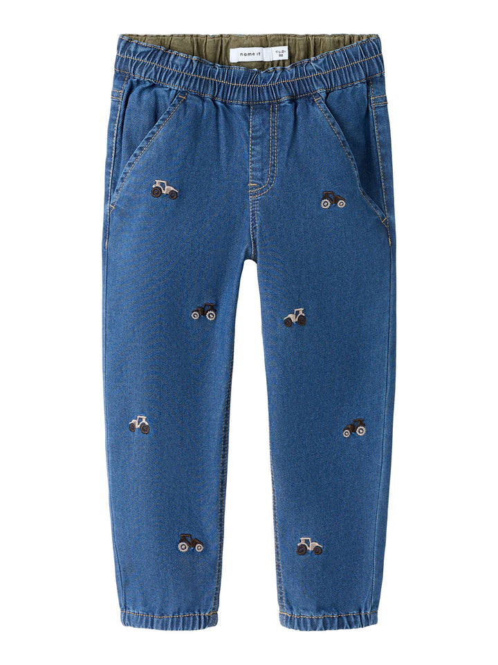 Name It Ben Baggy Jeans med Broderi - Dark Blue Denim