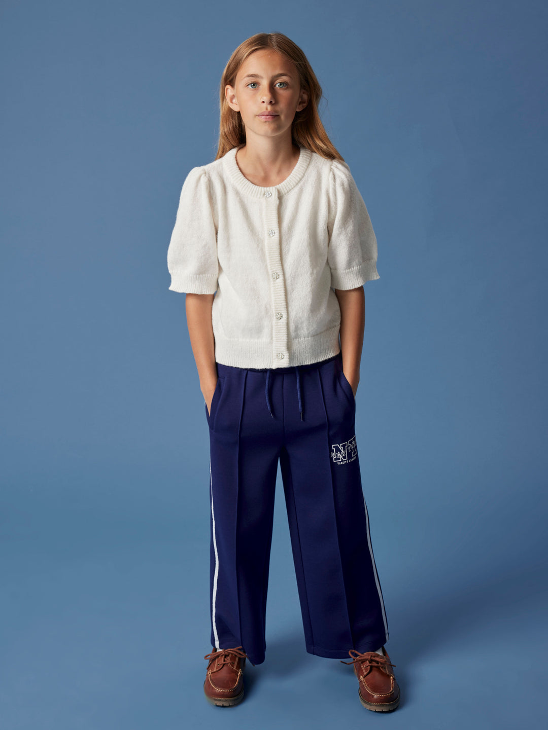 Name It Napes - Sweatbukse Wide Leg med plissert detalj - Blueprint