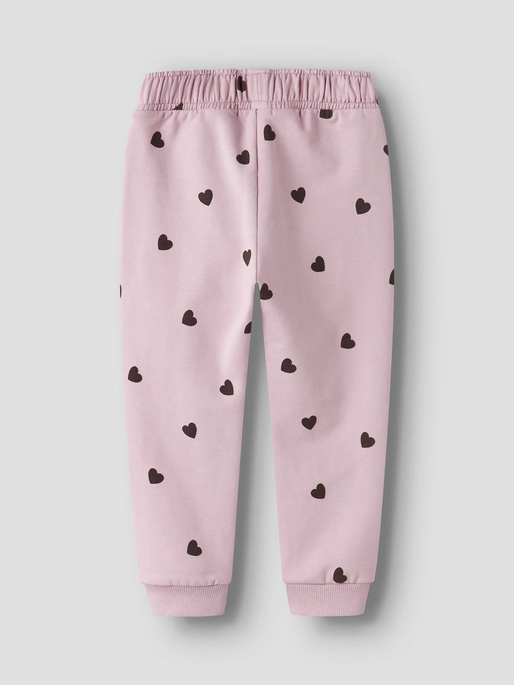 Name It Neheart Sweat Joggebukse med Hjerteprint - Burnished Lilac