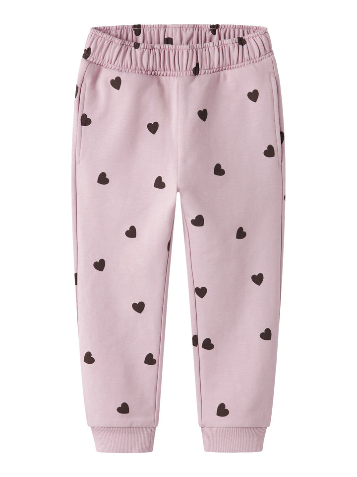 Name It Neheart Sweat Joggebukse med Hjerteprint - Burnished Lilac