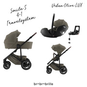 Smile 5Z Travelsystem babypakke - 4 i 1 - Vogn+Liggedel+BabySafe PRO+base - Urban Olive - LUX