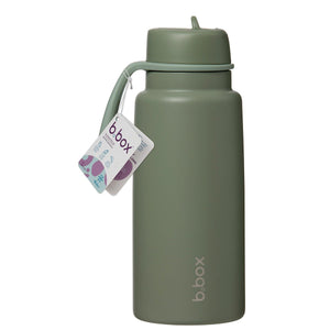 b.box Isolert Drikkeflaske med Flip - Lokk 1L - Olive for barn - Brobrobrille