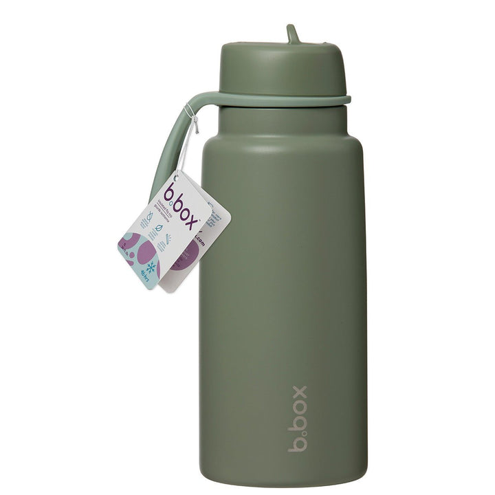 b.box Isolert Drikkeflaske med Flip - Lokk 1L - Olive for barn - Brobrobrille