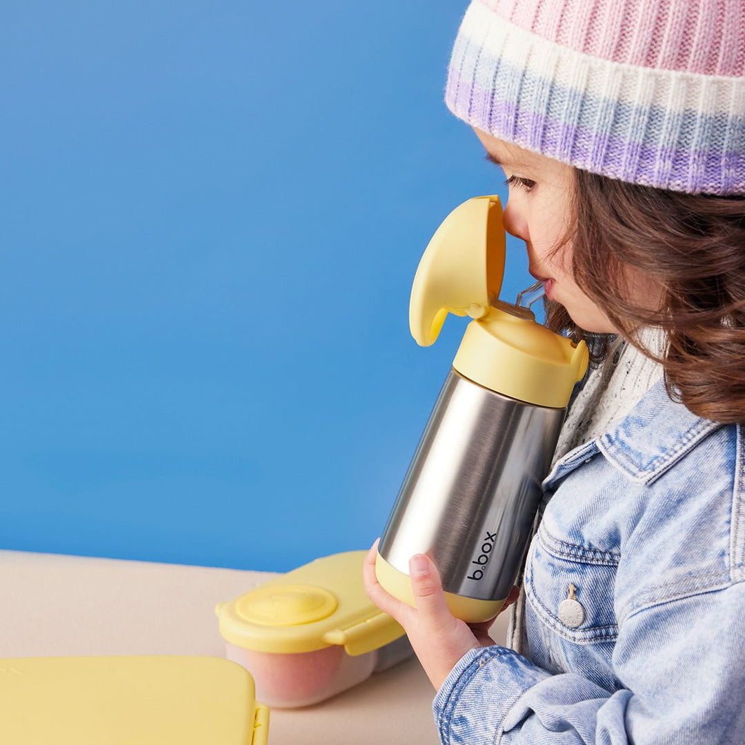 b.box Isolert Sugerørflaske 350 ml - Gul for barn - Brobrobrille