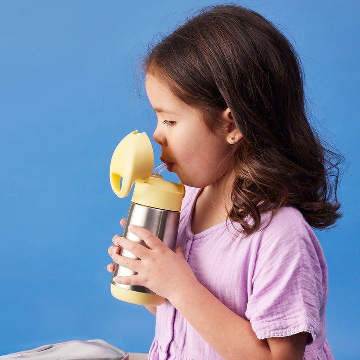 b.box Isolert Sugerørflaske 350 ml - Gul for barn - Brobrobrille