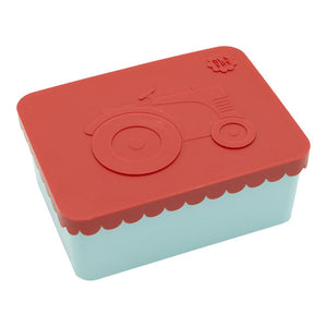 Blafre matboks i plast ett rom – Traktor Rød/Lys blå for barn - Brobrobrille