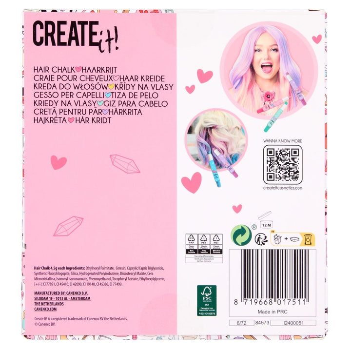 Create It! Hårkritt 5 - pakning – Fargerike Hairchalk Pens for barn - Brobrobrille