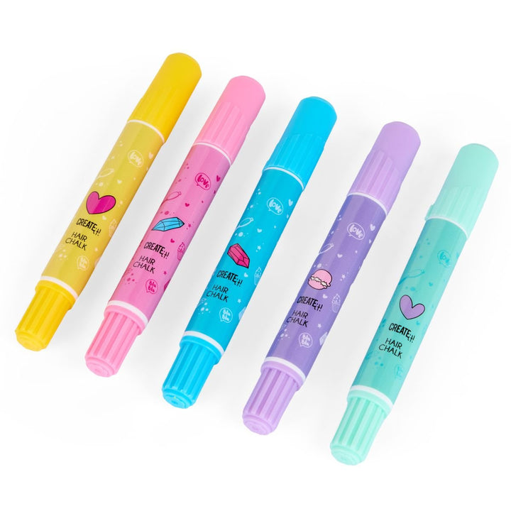 Create It! Hårkritt 5 - pakning – Fargerike Hairchalk Pens for barn - Brobrobrille