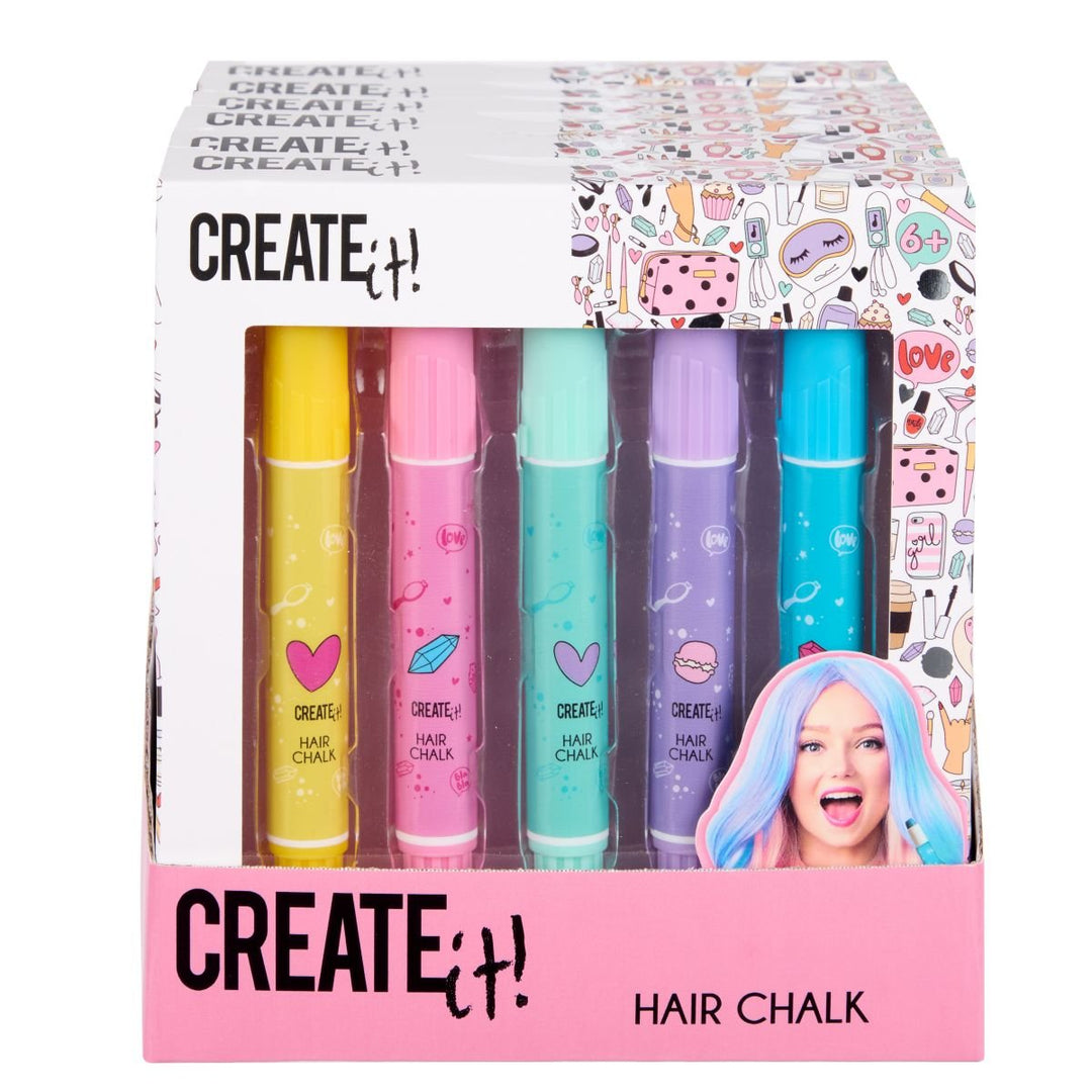 Create It! Hårkritt 5 - pakning – Fargerike Hairchalk Pens for barn - Brobrobrille