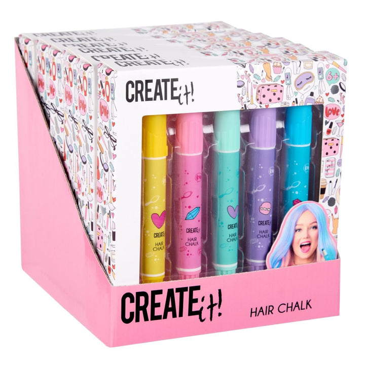 Create It! Hårkritt 5 - pakning – Fargerike Hairchalk Pens for barn - Brobrobrille
