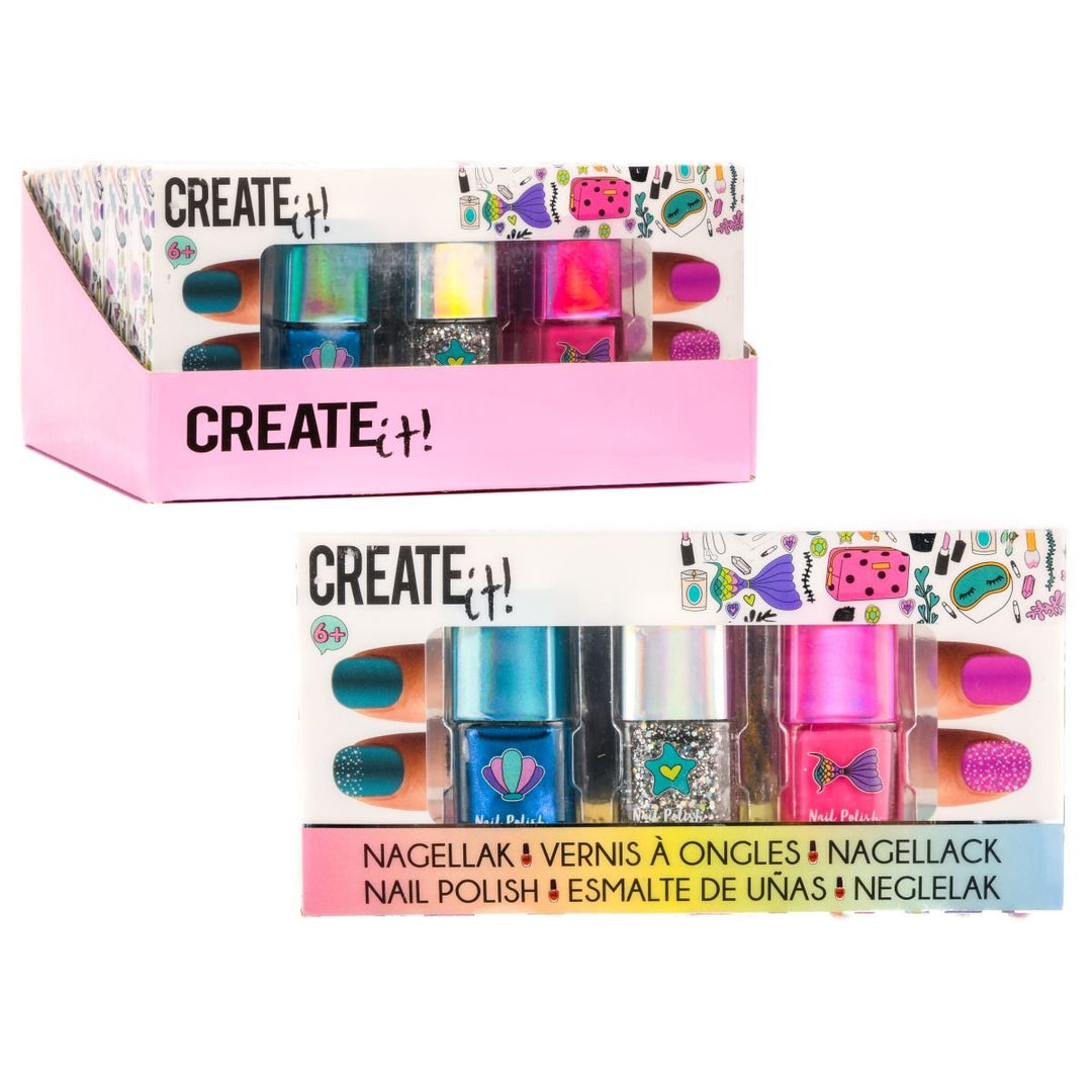 Create It! Neglelakksett – Mermaid 3 - pack for barn - Brobrobrille