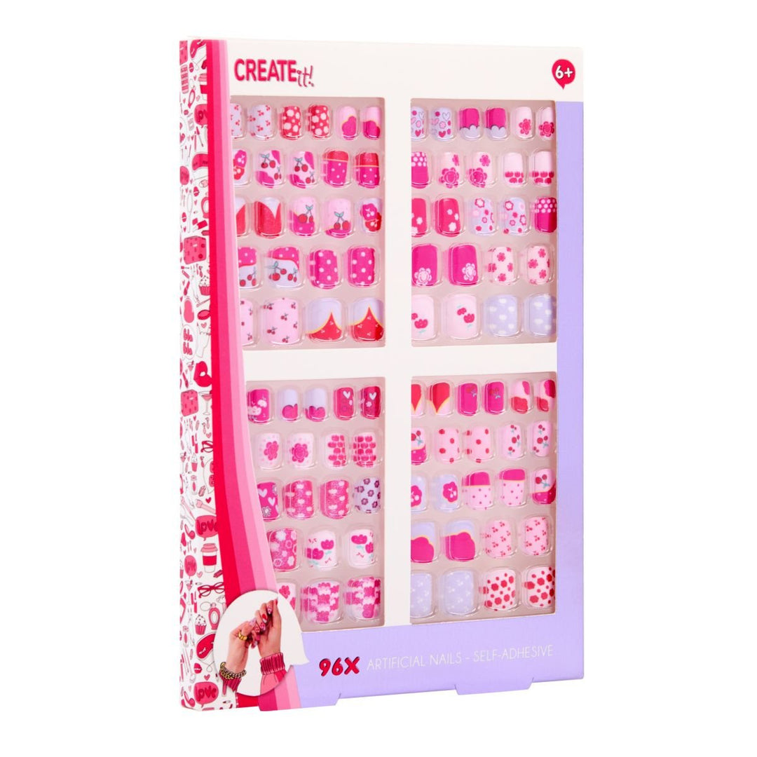 Create It! Selvklebende Negler 4 - pakning – Fargerike kunstnegler for barn for barn - Brobrobrille