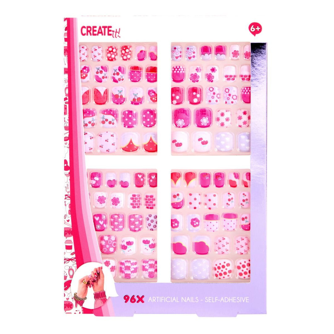 Create It! Selvklebende Negler 4 - pakning – Fargerike kunstnegler for barn for barn - Brobrobrille