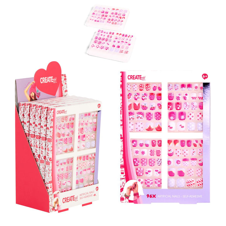 Create It! Selvklebende Negler 4 - pakning – Fargerike kunstnegler for barn for barn - Brobrobrille