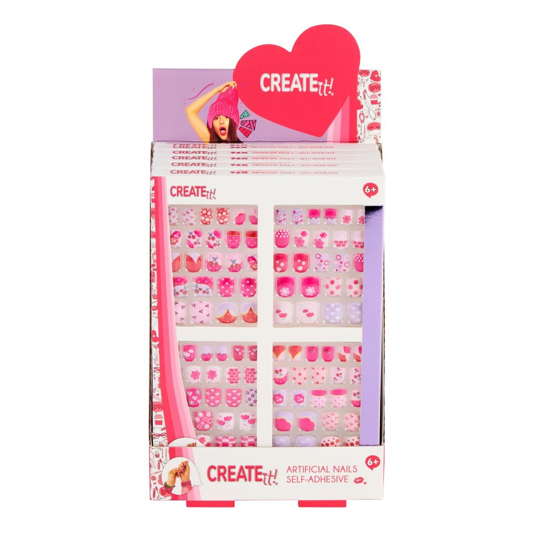Create It! Selvklebende Negler 4 - pakning – Fargerike kunstnegler for barn for barn - Brobrobrille