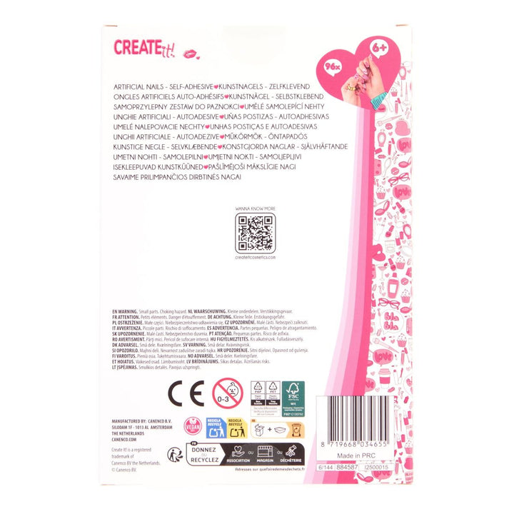 Create It! Selvklebende Negler 4 - pakning – Fargerike kunstnegler for barn for barn - Brobrobrille