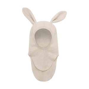 HUTTEliHUT Balaklava Bomullsfleece med Kaninører – Camel Melange for barn - Brobrobrille