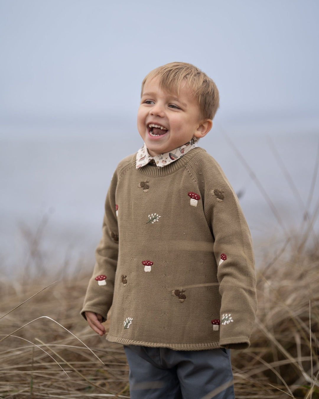 Hanevild Fall genser i økologisk bomull – Coriander for barn - Brobrobrille