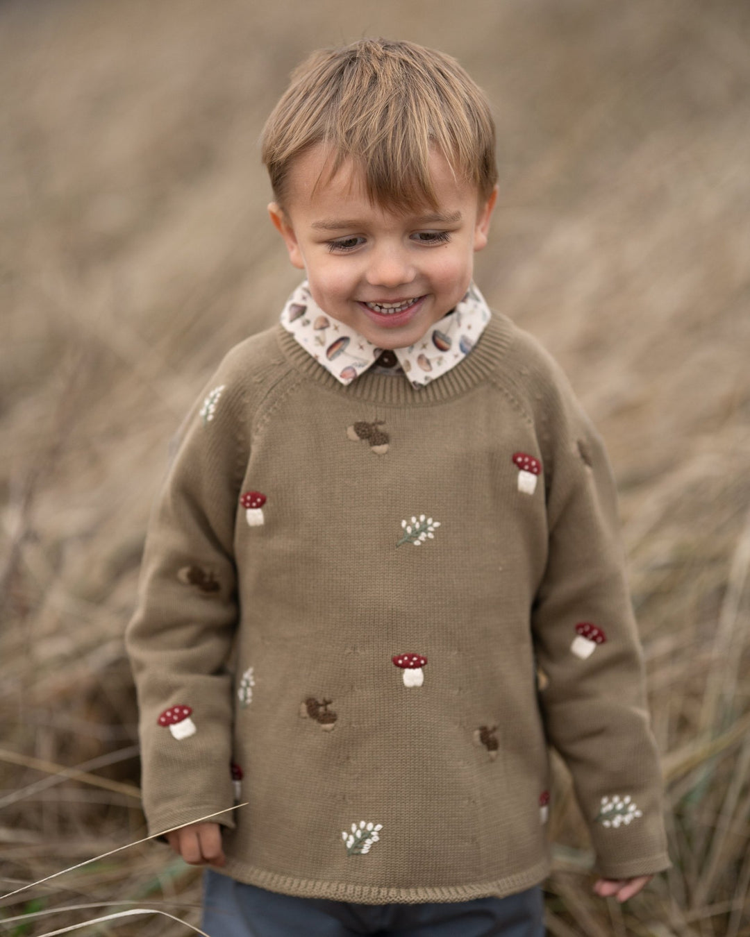 Hanevild Fall genser i økologisk bomull – Coriander for barn - Brobrobrille