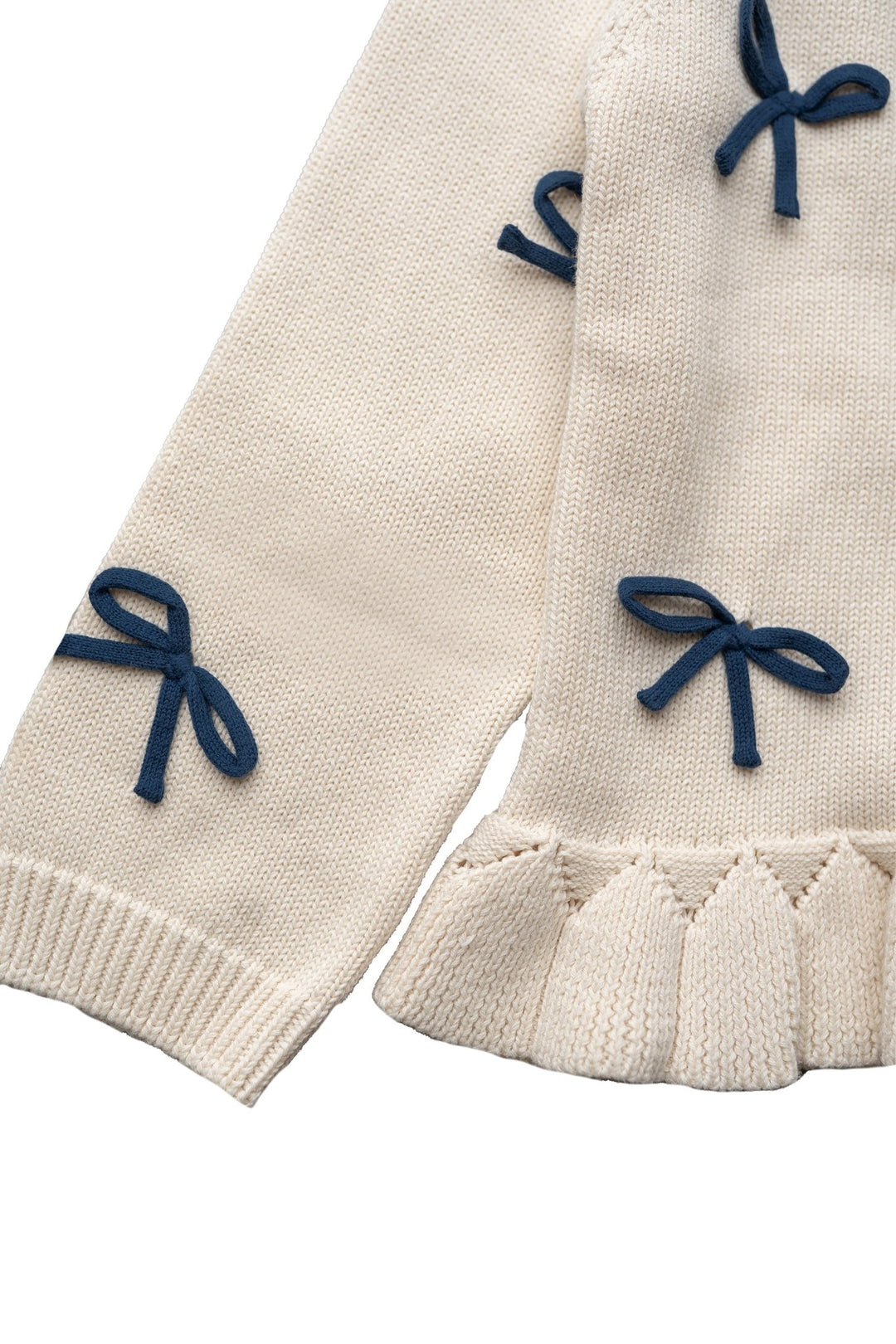Hanevild More Bows Genser – Ivory for barn - Brobrobrille