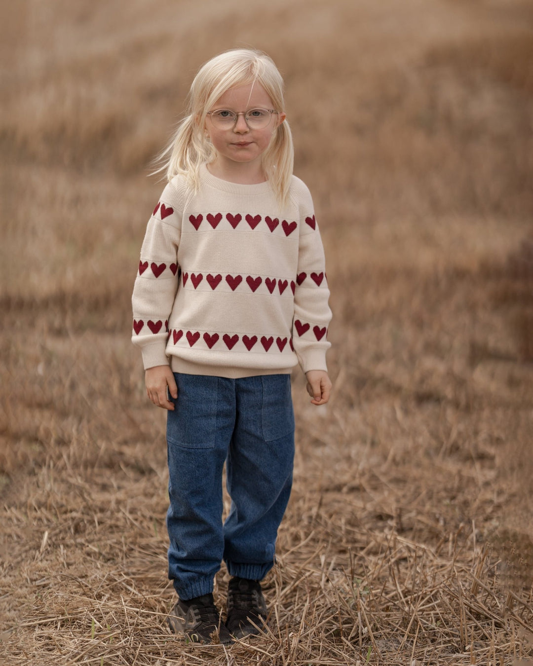 Hanevild Red Heart Bluse - Ivory for barn - Brobrobrille