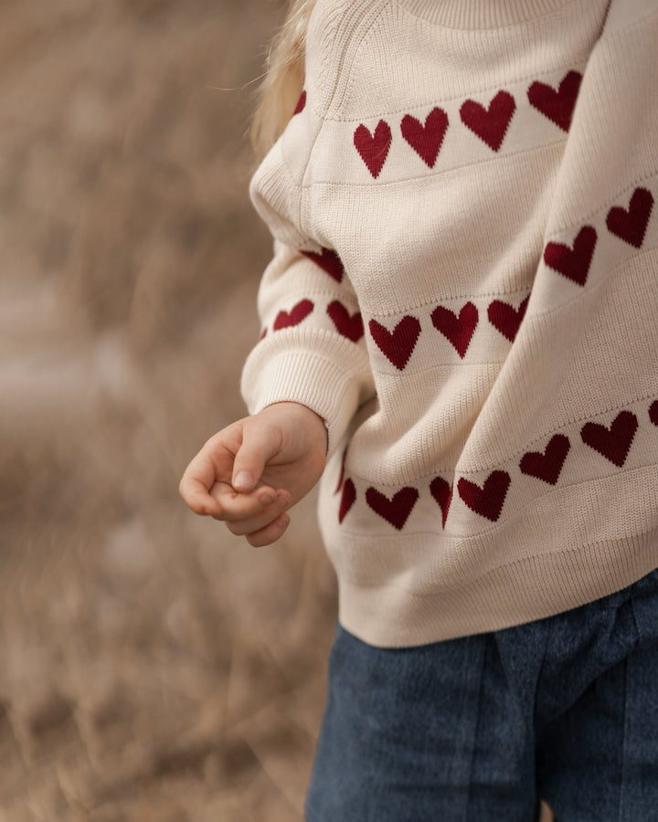 Hanevild Red Heart Bluse - Ivory for barn - Brobrobrille