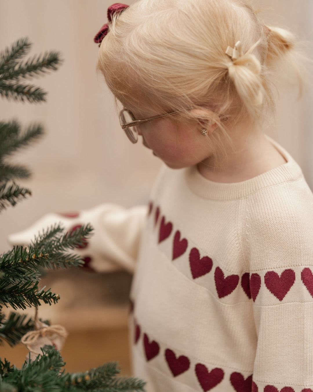 Hanevild Red Heart Bluse - Ivory for barn - Brobrobrille