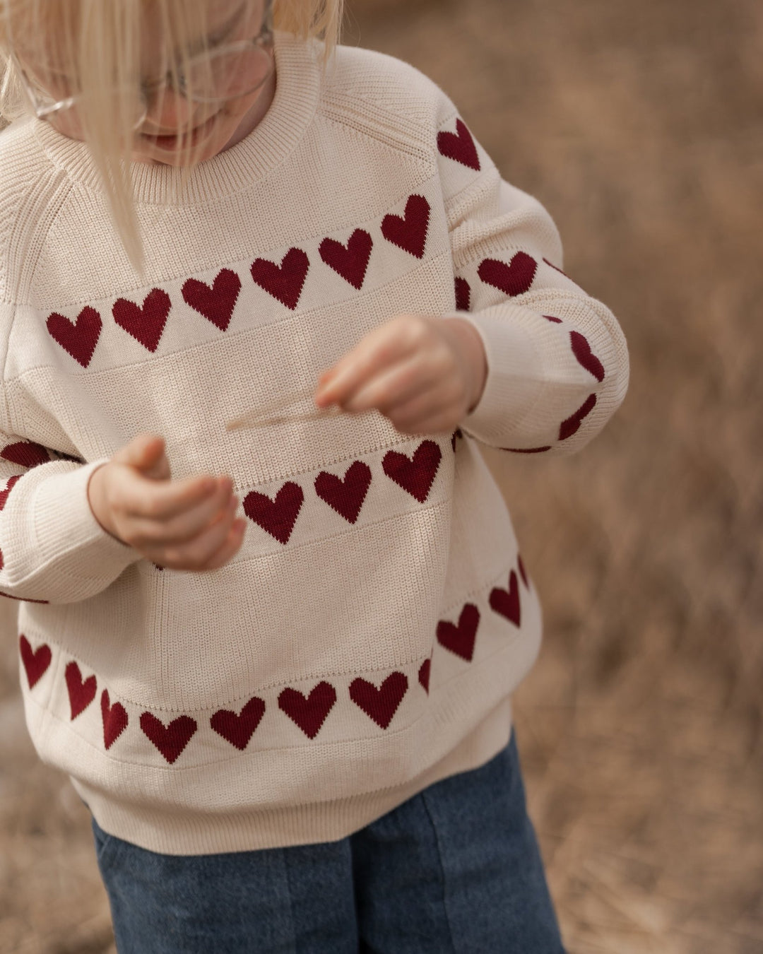 Hanevild Red Heart Bluse - Ivory for barn - Brobrobrille