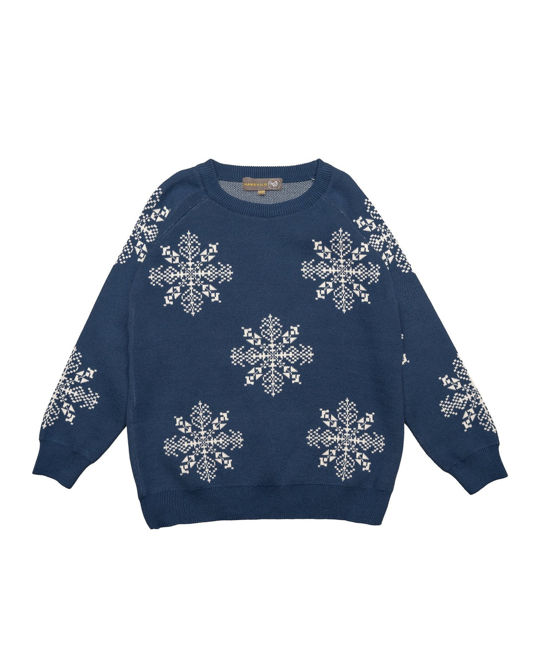 Hanevild Snowflake Genser - Ensign Blue for barn - Brobrobrille