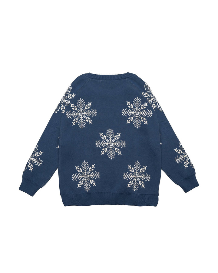 Hanevild Snowflake Genser - Ensign Blue for barn - Brobrobrille