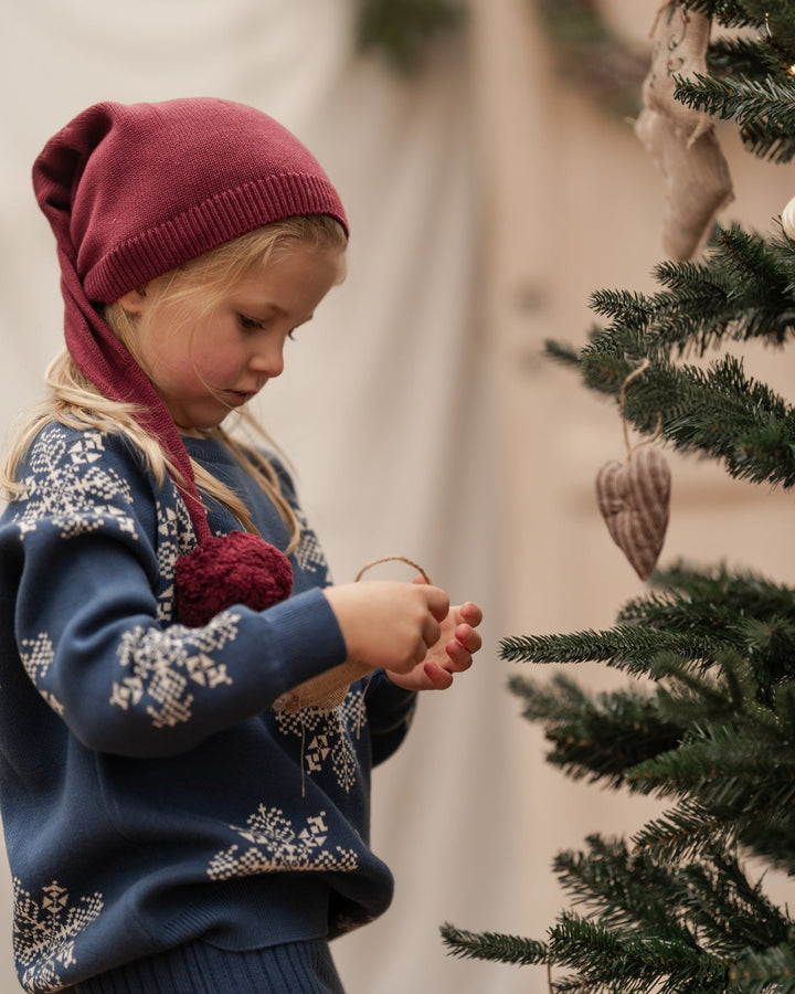 Hanevild Snowflake Genser - Ensign Blue for barn - Brobrobrille