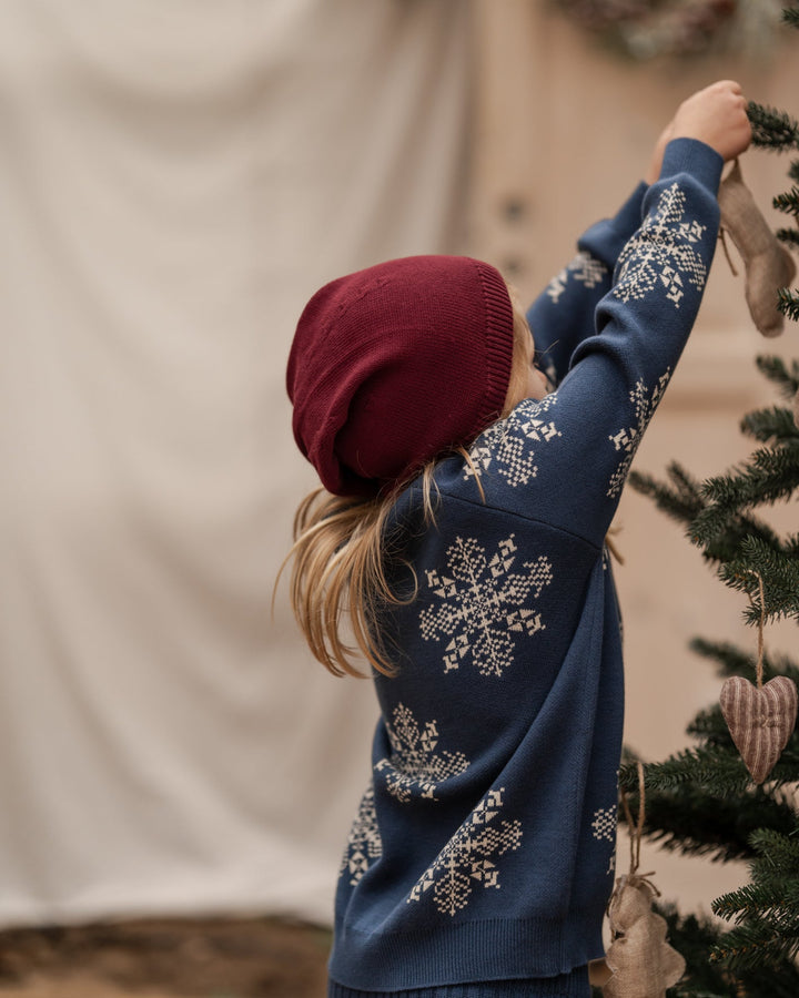 Hanevild Snowflake Genser - Ensign Blue for barn - Brobrobrille