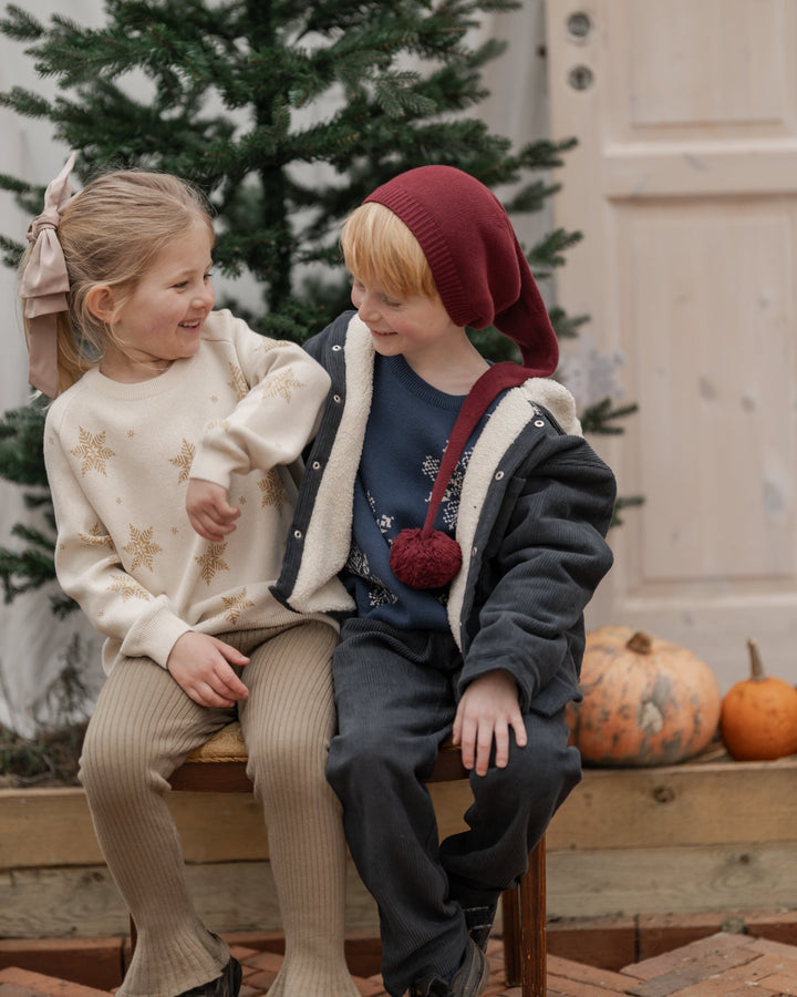 Hanevild Snowflake Genser - Ensign Blue for barn - Brobrobrille