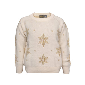 Hanevild Snowflake Genser - Ivory Gold for barn - Brobrobrille