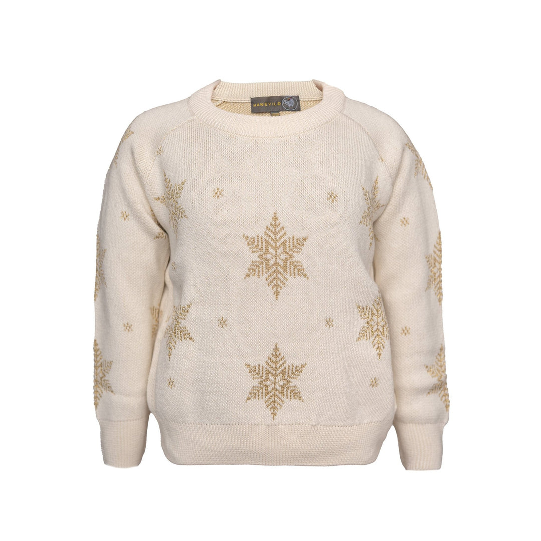 Hanevild Snowflake Genser - Ivory Gold for barn - Brobrobrille