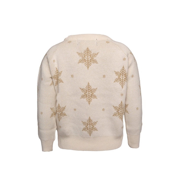 Hanevild Snowflake Genser - Ivory Gold for barn - Brobrobrille