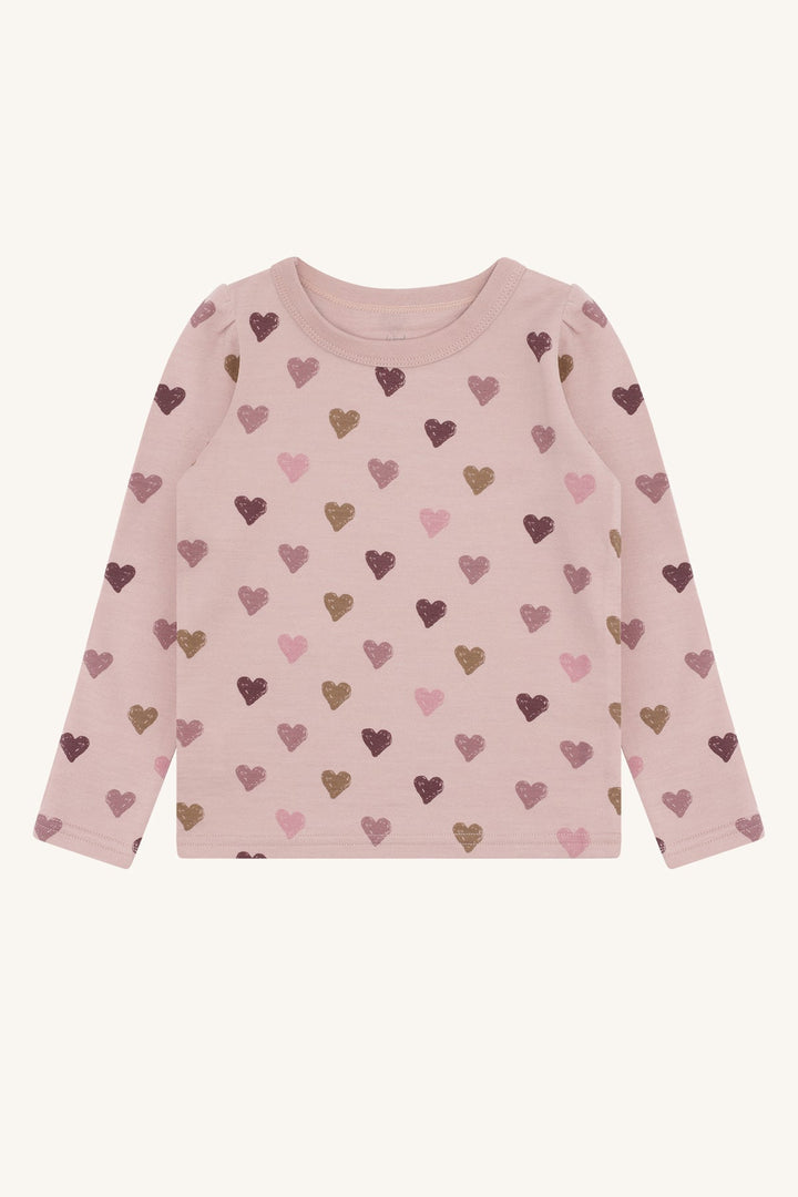 Hust and Claire Abba Hearts Puff – Genser i ull og bambus med hjerter – Adobe Rose for barn - Brobrobrille