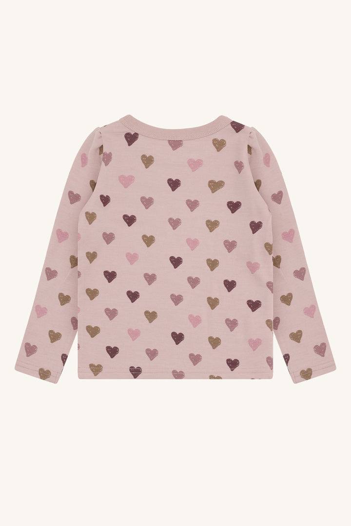 Hust and Claire Abba Hearts Puff – Genser i ull og bambus med hjerter – Adobe Rose for barn - Brobrobrille