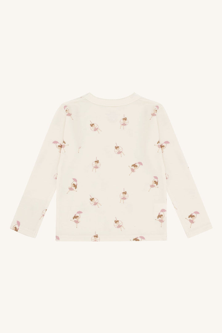 Hust and Claire Abba – Trøye i ull/bambus med line dancer - print – Off White for barn - Brobrobrille