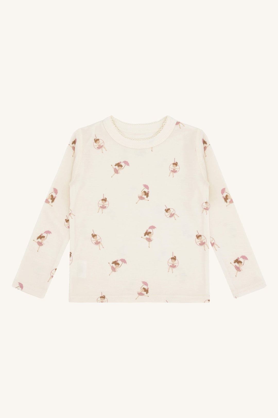 Hust and Claire Abba – Trøye i ull/bambus med line dancer - print – Off White for barn - Brobrobrille