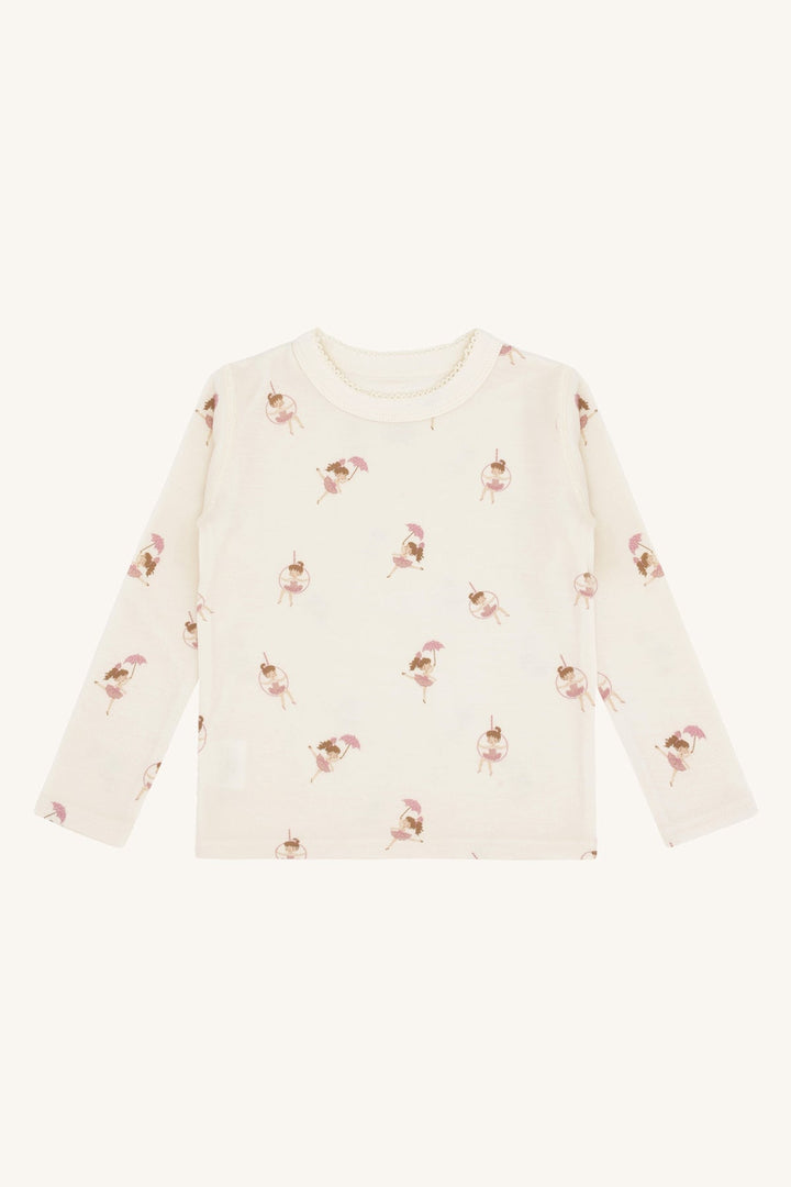 Hust and Claire Abba – Trøye i ull/bambus med line dancer - print – Off White for barn - Brobrobrille