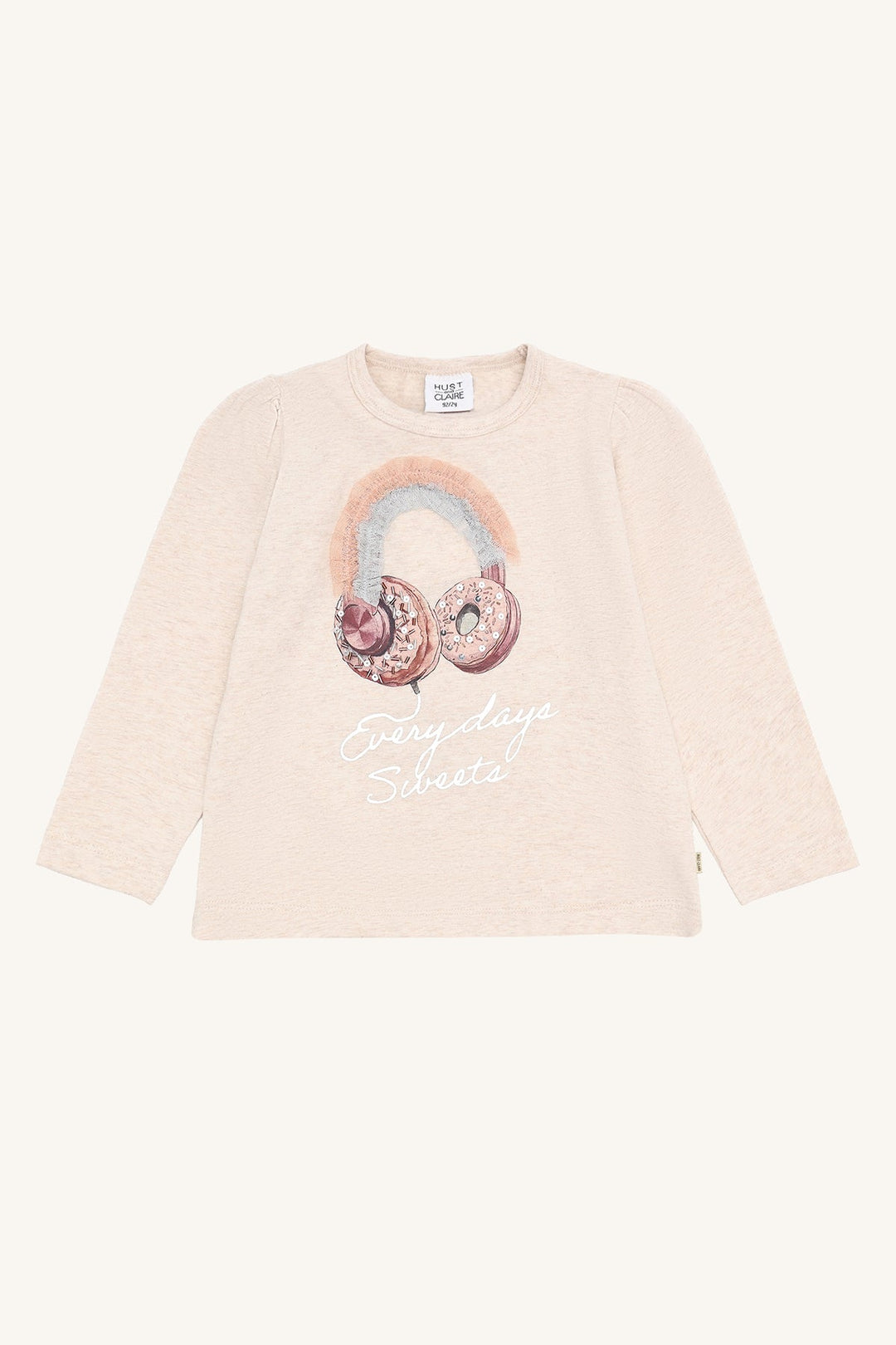 Hust and Claire Alma Langermet T - skjorte Headphones – Wheat Melange for barn - Brobrobrille